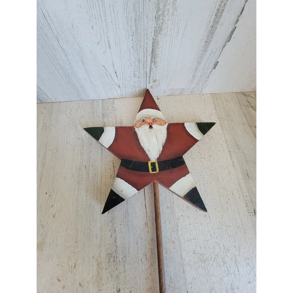 Vintage wooden star Santa Claus lawn decor Xmas unique Kris Kringle home